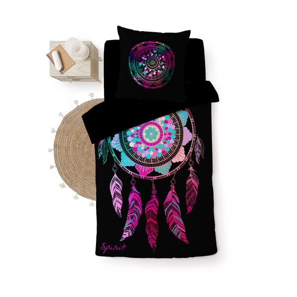 Čierne bavlnené obliečky na jednolôžko 140x200 cm Porte Bonheur – douceur d'intérieur