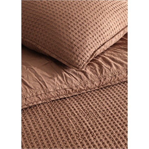 Hnedé obliečky na dvojlôžko/predĺžené z bavlny Renforcé 240x220 cm Waffle Striped – Mila Home Luxury-image-1