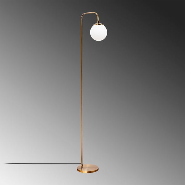 Biela/v mosadznej farbe stojacia lampa so skleneným tienidlom (výška  146 cm) Viran – Opviq lights-image-3
