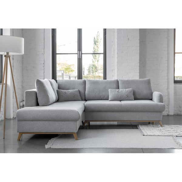 Svetlosivá rozkladacia/s úložným priestorom rohová pohovka (ľavý roh/do L) Scandic Lagom – Miuform-image-3