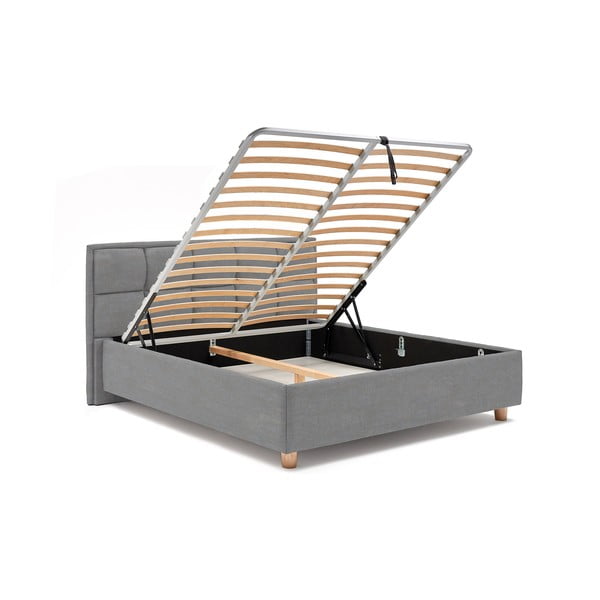 Svetlomodrá dvojlôžková posteľ s roštom a úložným priestorom PreSpánok Karme, 160 x 200 cm-image-4