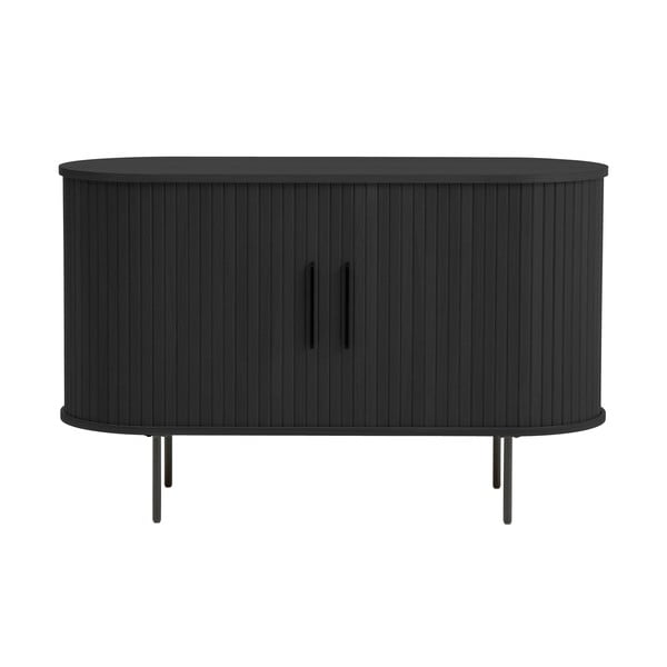 Čierna komoda v dekore duba s posuvnými dverami 120x76x45 cm Nola – Unique Furniture
