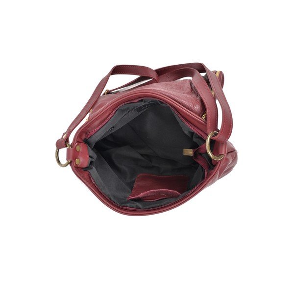 Vínovočervená kožená crossbody kabelka Isabella Rhea Martín-image-2