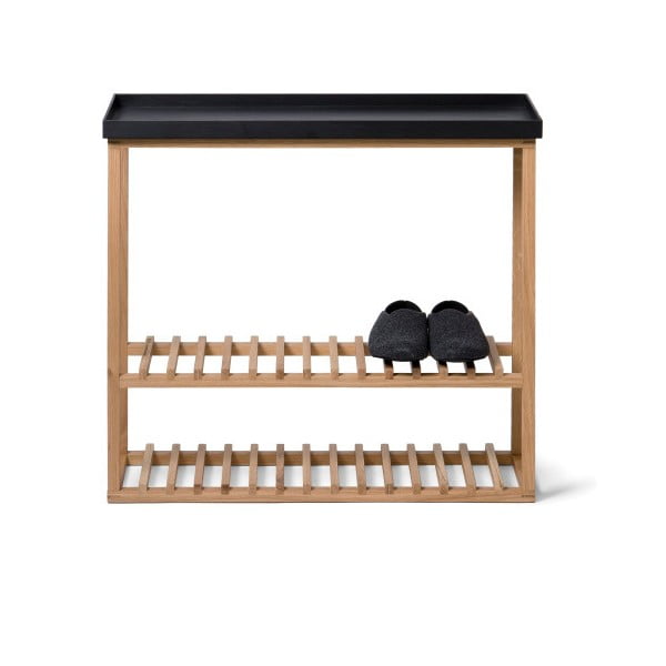 Polica na topánky/úložný stolík s čiernou doskou z dubového dreva Wireworks Hello Storage-image-1