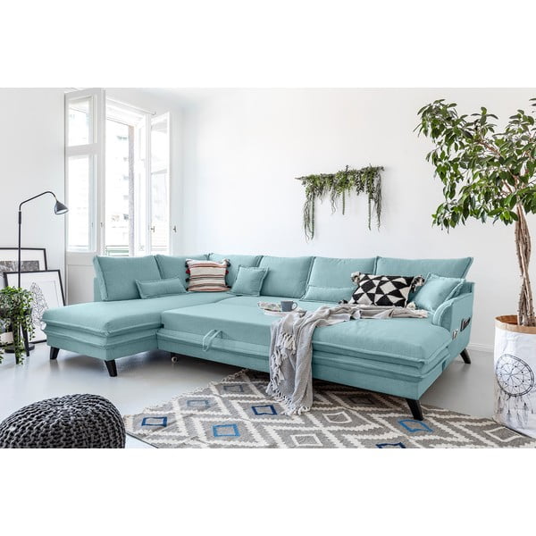 Svetlomodrá rozkladacia pohovka do "U" Miuform Charming Charlie, ľavý roh-image-4