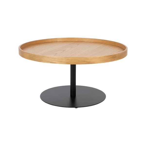Okrúhly konferenčný stolík s doskou v dubovom dekore v prírodnej farbe ø 70 cm Yuri L – White Label
