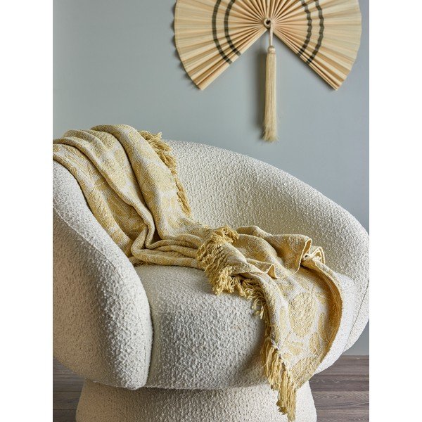 Žltá deka s prímesou bavlny 130x155 cm Pratello – Bloomingville-image-3