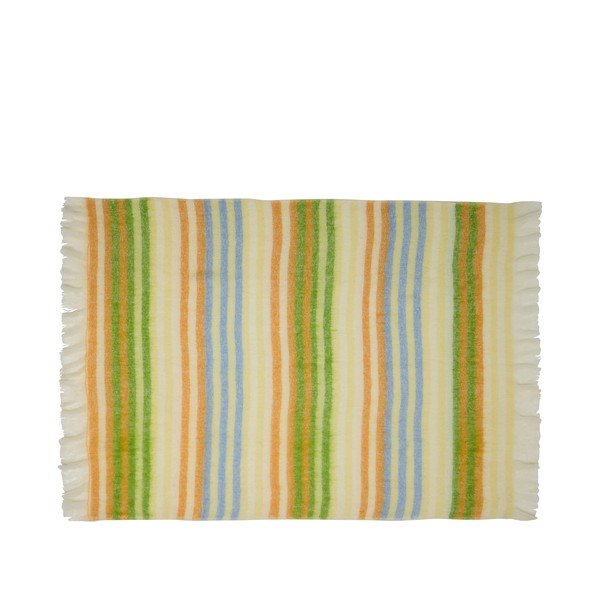 Žltá/zelená deka s prímesou vlny 140x200 cm Loom – Hübsch