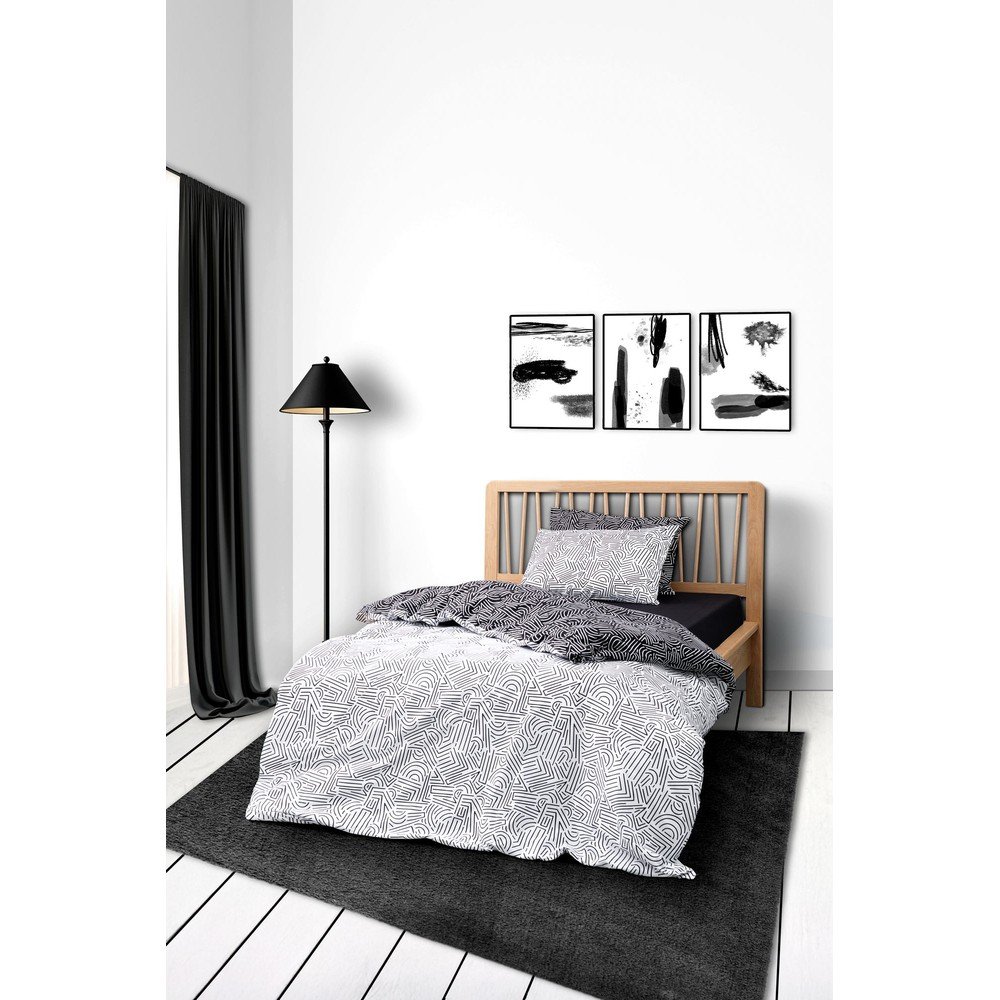 Čierne obliečky na jednolôžko 200x140 cm Maze  – Mijolnir