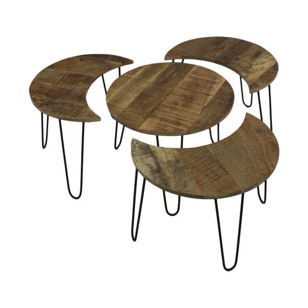 Sada 4 konferenčných stolíkov z mangového dreva HSM Collection Puzzle