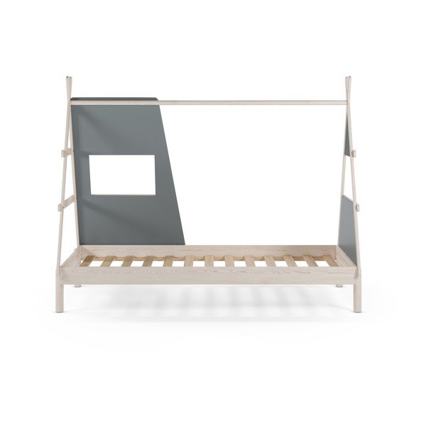 Sivozelená domčeková detská posteľ z borovicového dreva s roštom 90x200 cm Enola – Marckeric-image-3