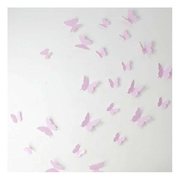 Sada 12 ružových 3D samolepiek Ambiance Butterflies