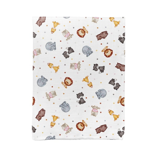Biela mušelínová detská deka 75x100 cm Zoo – Mijolnir