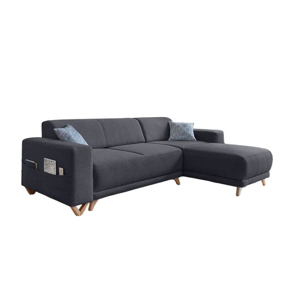 Antracitová rozkladacia/s úložným priestorom rohová pohovka Classy Sophie – Miuform