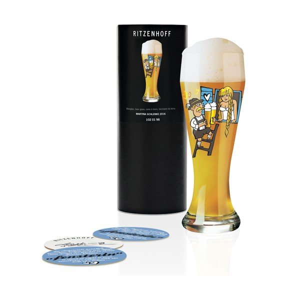 Set pivného pohára z krištáľového skla a 5 podtáciek Ritzenhoff Martina Schlenke, 645 ml-image-1