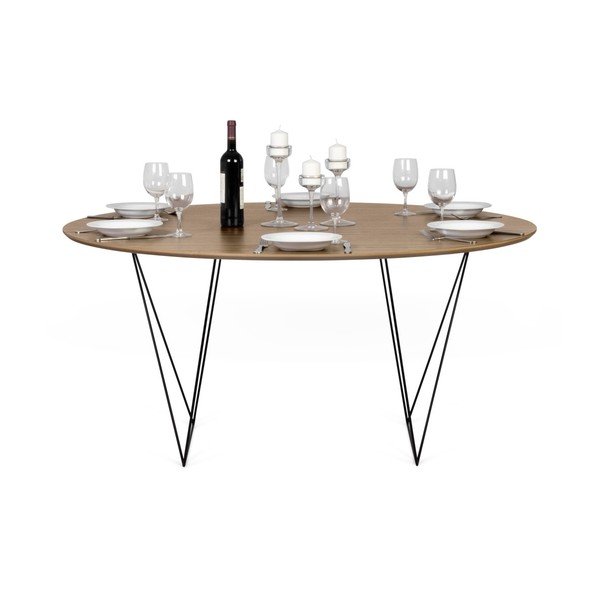 Jedálenský stôl v dekore orechového dreva s čiernou podnožou Symbiosis Row, Ø 150 cm-image-2