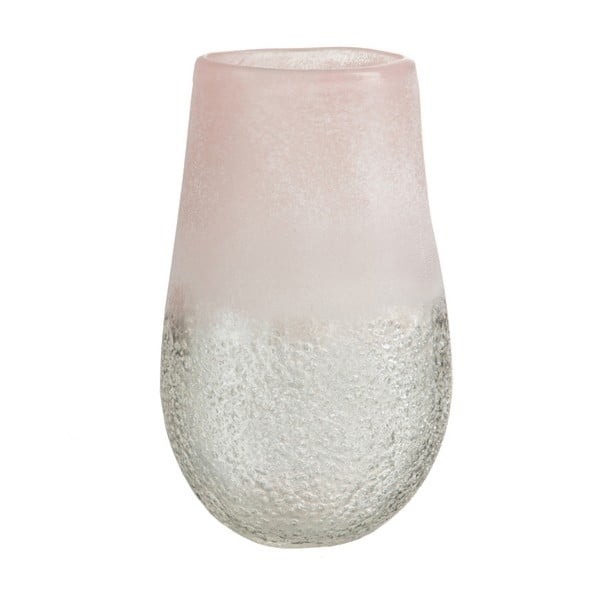 Sklenená váza J-Line Oval Pink, výška 31 cm