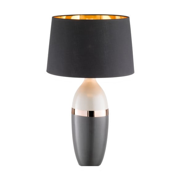Čierna/sivá stolová lampa s textilným tienidlom (výška  45 cm) Foro – Fischer & Honsel