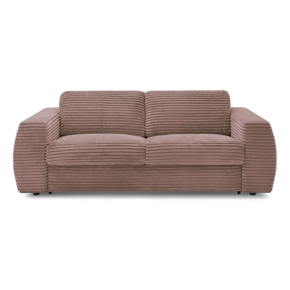 Ružová menčestrová pohovka na každodenné spanie/rozkladacia 240 cm Hugo – Bobochic Paris