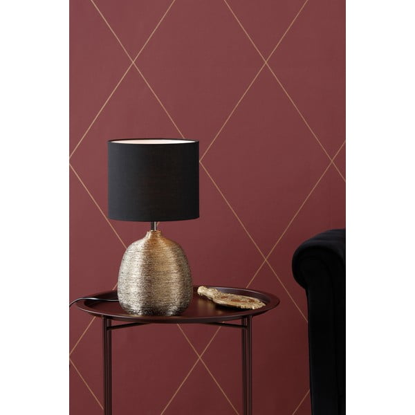 Stolová lampa s textilným tienidlom v čierno-zlatej farbe (výška 37,5 cm) Oscar – Markslöjd-image-1