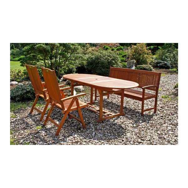 Záhradná trojmiestna lavica z eukalyptového dreva Garden Pleasure Stockholm-image-2