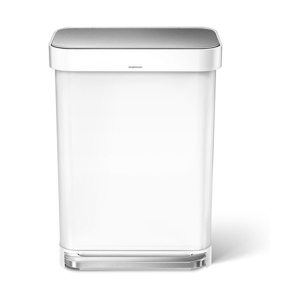 Biely nášľapný oceľový odpadkový kôš 55 l – simplehuman-image-3