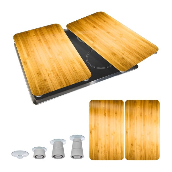 Kryty na sporák z tvrdeného skla v súprave 2 ks 52x30 cm Wooden – Maximex-image-2