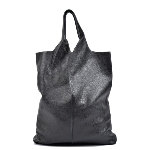 Čierna kožená nákupná taška Isabella Rhea Palia