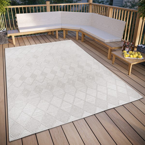 Krémovobiely vonkajší koberec 194x290 cm – Elle Decoration-image-1