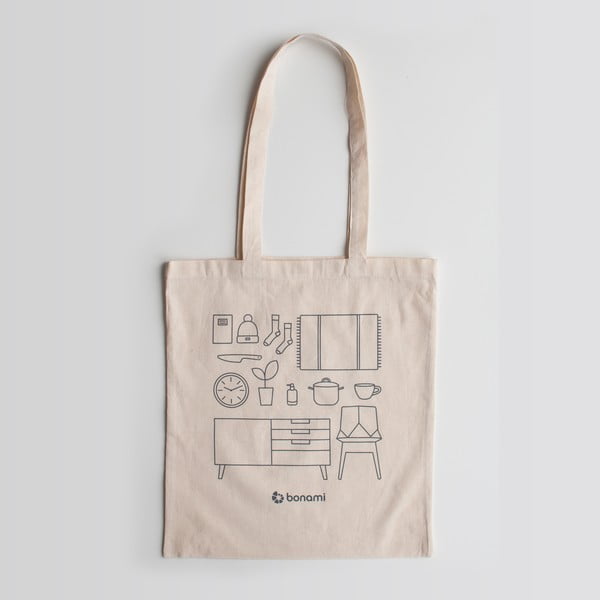 Krémová plátenná taška Bonami-image-1