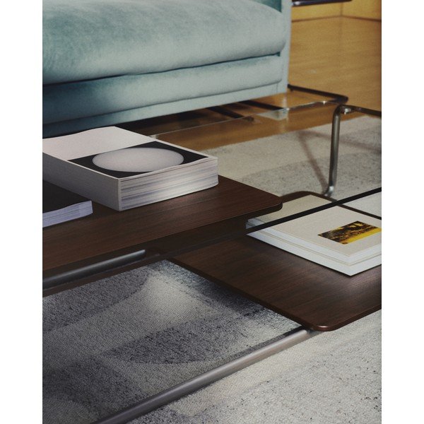 Tmavohnedý konferenčný stolík so sklenenou doskou 60x140 cm Tarsel – Kave Home-image-3