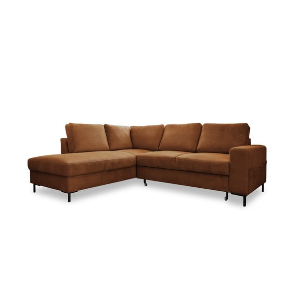 Oranžovohnedá menčestrová rozkladacia rohová pohovka (ľavý roh) Lofty Lilly – Miuform