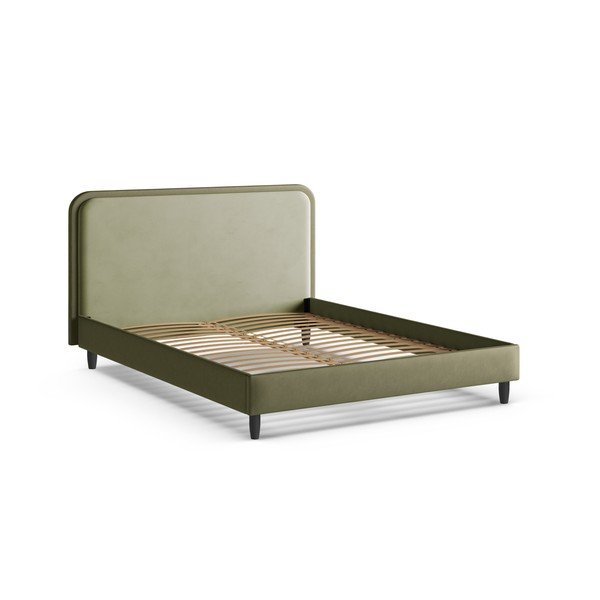 Zelená čalúnená dvojlôžková posteľ s roštom 180x200 cm Aveline – Micadoni -image-2