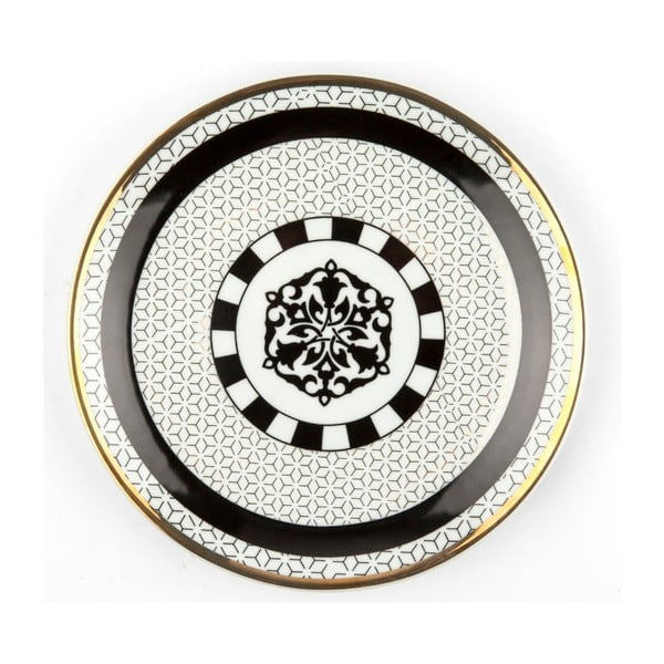 Čierno-biely porcelánový tanier Vivas Blany, Ø 23 cm