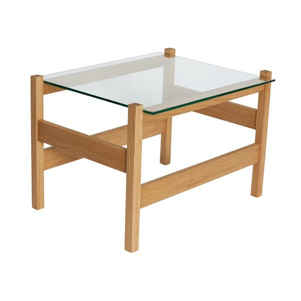 Konferenčný stolík so sklenenou doskou v prírodnej farbe 52x66 cm Ledge – Hübsch