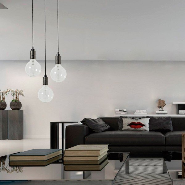 Čierne závesné svietidlo bez tienidla SULION Vintage-image-1