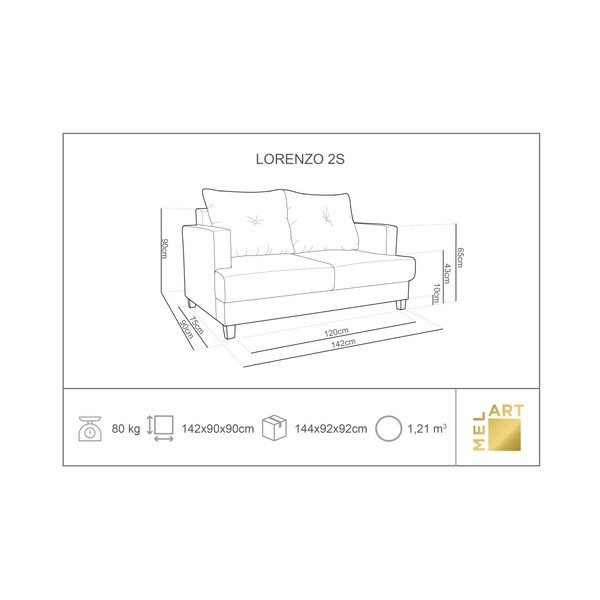 Hnedá dvojmiestna pohovka Melart Lorenzo-image-3