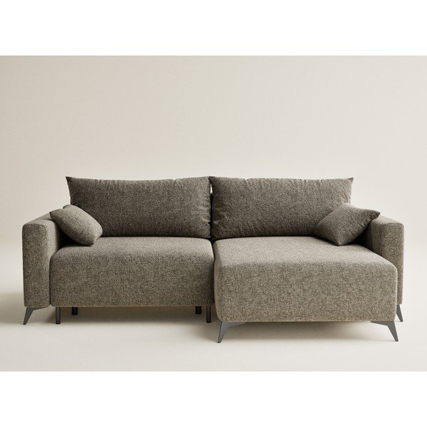 Hnedá ženilková rozkladacia/s úložným priestorom rohová pohovka (pravý roh/s leňoškou) Leon – Maison de Rêve-image-2