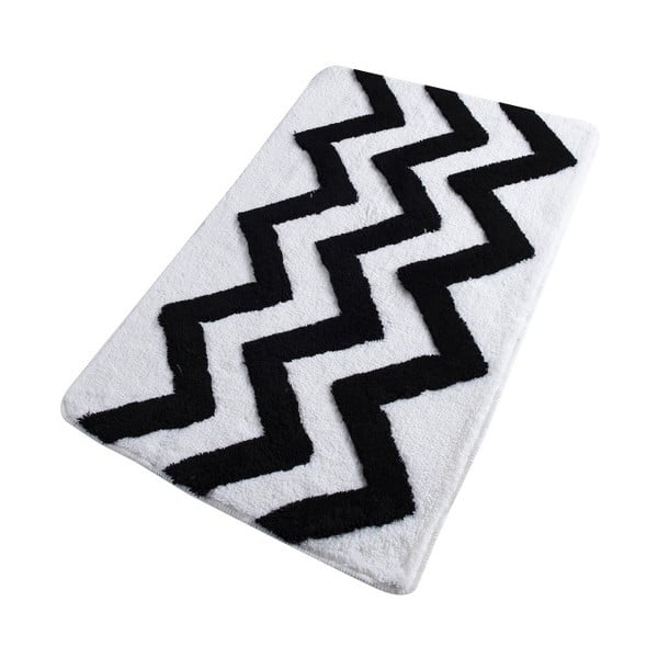 Čierno-biela kúpeľňová predložka Confetti Bathmats Zigzag, 60 x 100 cm