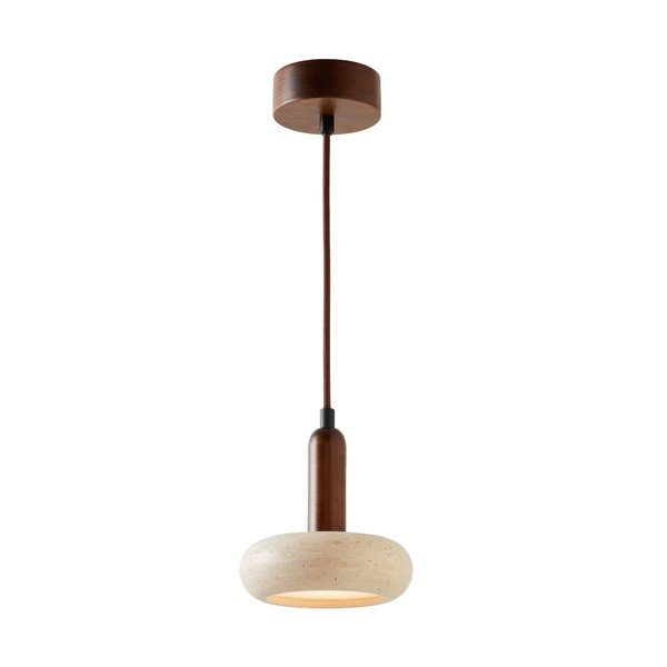 Hnedé/béžové LED závesné svietidlo s kamenným tienidlom ø 15 cm Karo – Opviq lights
