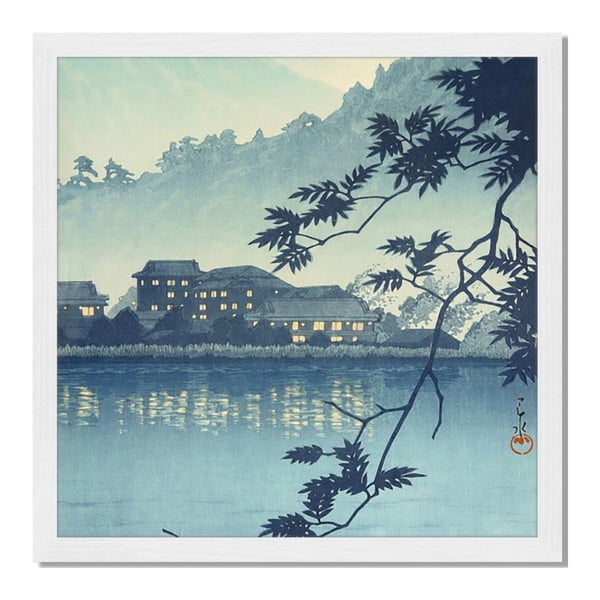 Obraz v ráme Liv Corday Asian Blue Lake, 40 x 40 cm