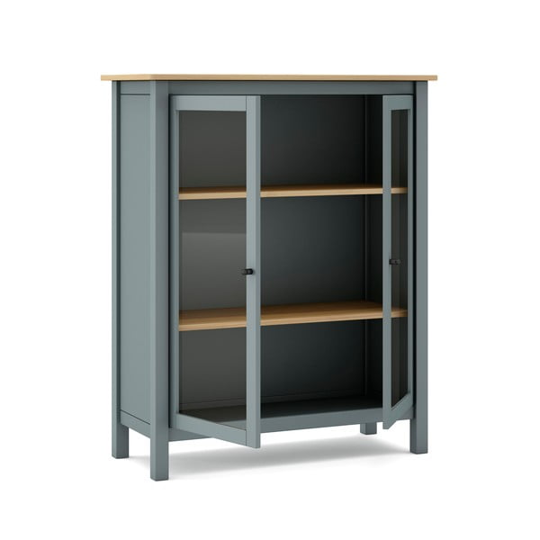 Vitrína sivozelená z borovicového dreva 90x110x40 cm Misti – Marckeric-image-3