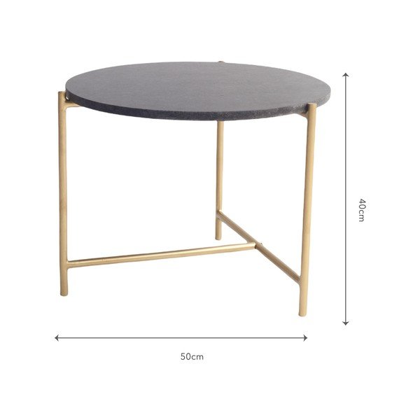 Čierny mramorový okrúhly konferenčný stolík ø 50 cm Morgans – Really Nice Things-image-4