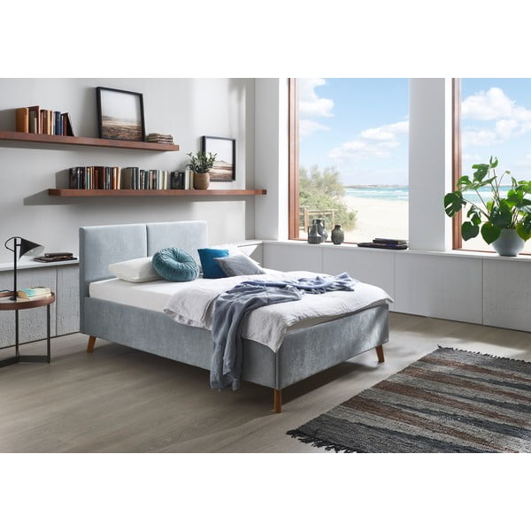 Svetlomodrá čalúnená dvojlôžková posteľ s roštom 140x200 cm Piano – Meise Möbel-image-1