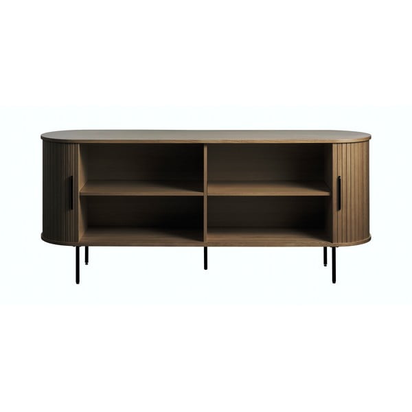 Hnedá komoda v dekore duba s posuvnými dverami 180x76x45 cm Nola – Unique Furniture-image-2