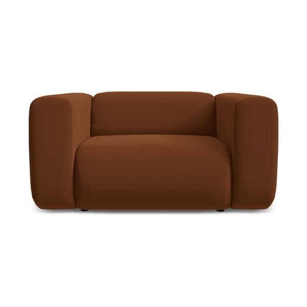 Oranžové/hnedé zamatové kreslo Ekahi – Makamii-image-2