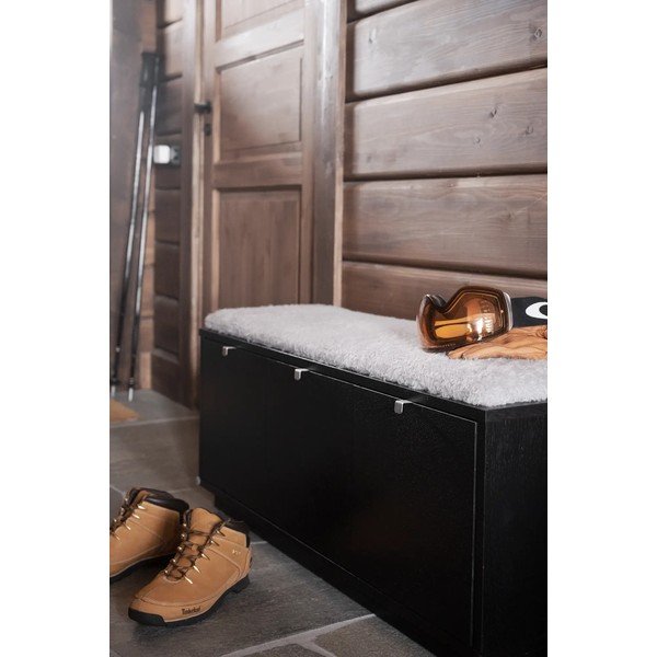 Čierno-sivá skrinka na topánky v dekore duba s lavicou Confetti – Rowico-image-4