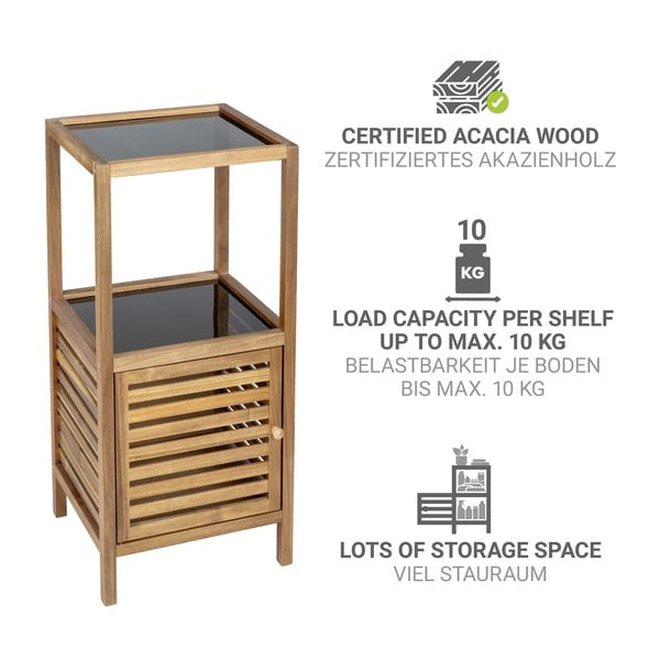 Čierna/v prírodnej farbe nízka/úzka kúpeľňová skrinka z masívu akácie 39,5x86 cm Fondi – Wenko-image-2