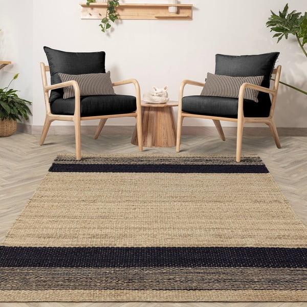 Čierno-béžový obojstranný ručne tkaný jutový koberec 120x170 cm Cedar – Asiatic Carpets-image-1
