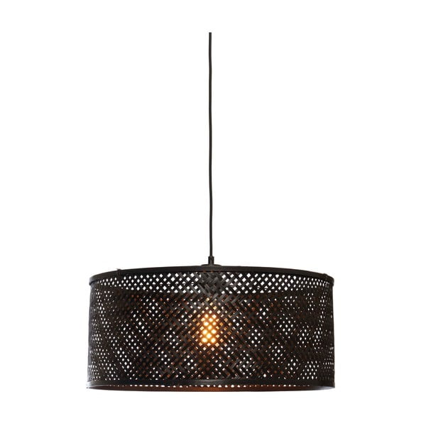 Čierne závesné svietidlo s bambusovým tienidlom ø 50 cm Java – Good&amp;Mojo